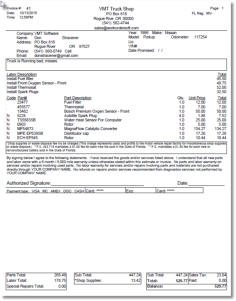 Repair order invoice